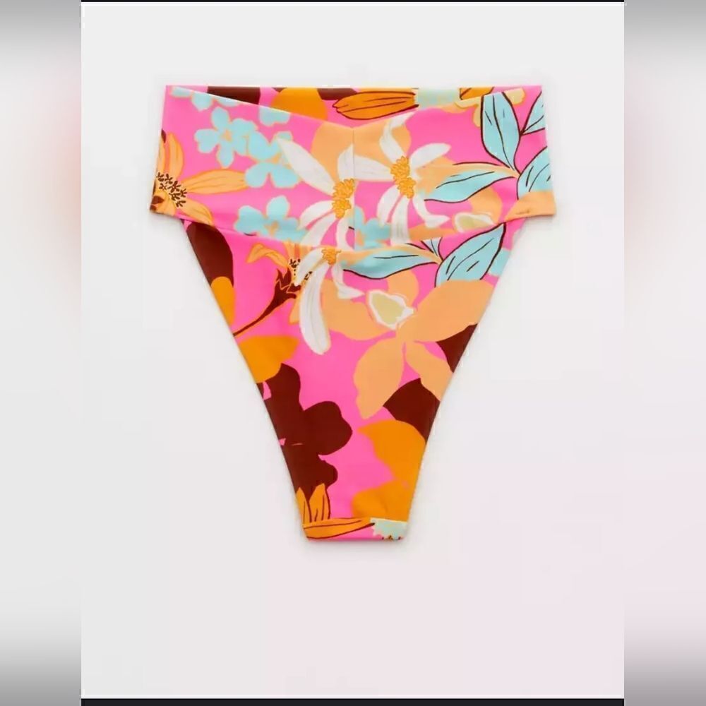 Nwt Aerie high cut cheeky bikini botton in pink size XS
